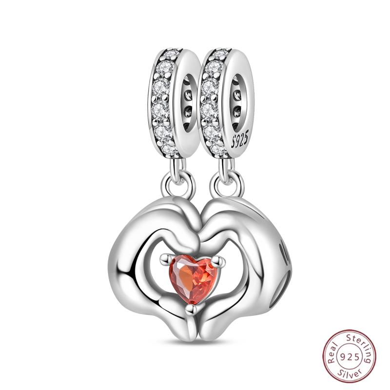 New Copper Charm Bead Mother'S Day Love Heart Family Charm Bead Pendant Fits Bracelet Womens Jewelry Gift