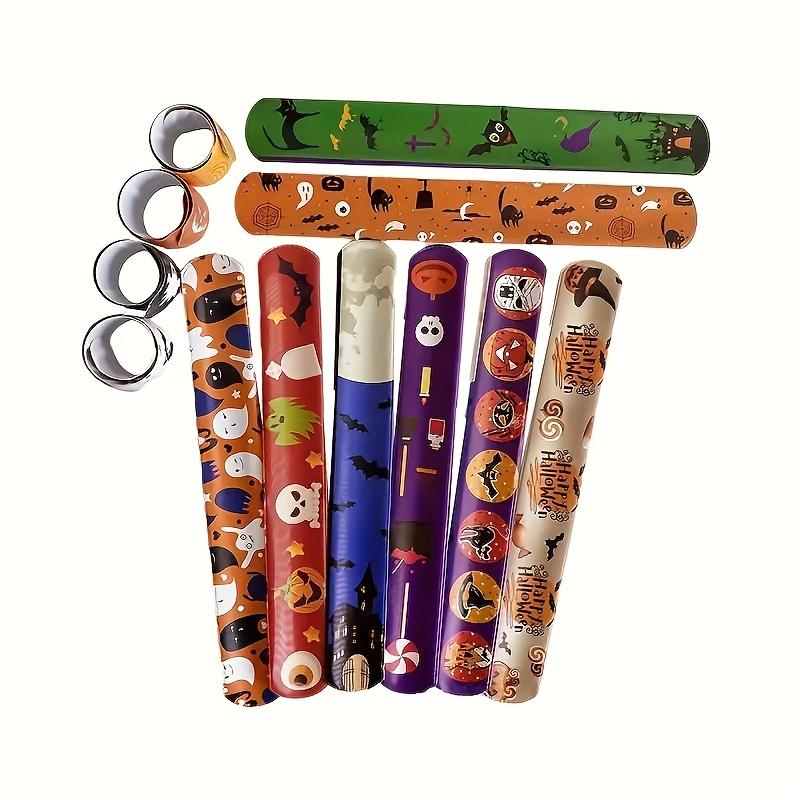 12/24Pcs Halloween Theme Slap Bracelets Perfect for Halloween Ghost Festival Trick Party Gifts Decoration Kindergarten Gift Bag