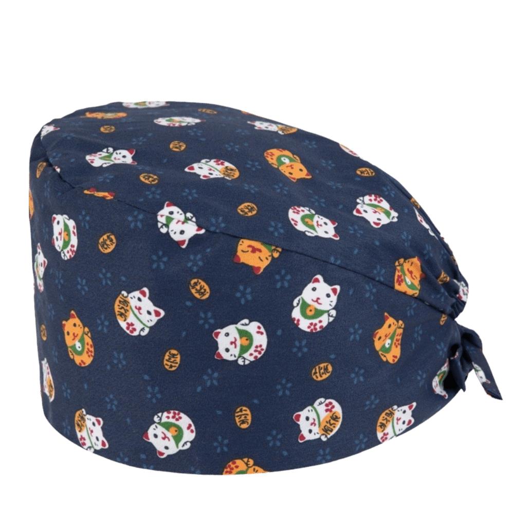 Unisex Cartoon Printing Scrub Cap Adjustable Buckle Print Design Lab Scrub Hat Breathable Soft Pure Healthcare Hats Pet Hospital