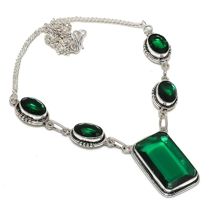 Natural Chrome Diopside Gemstone 925 Sterling Silver Jewelry Necklace 18" i8Z64