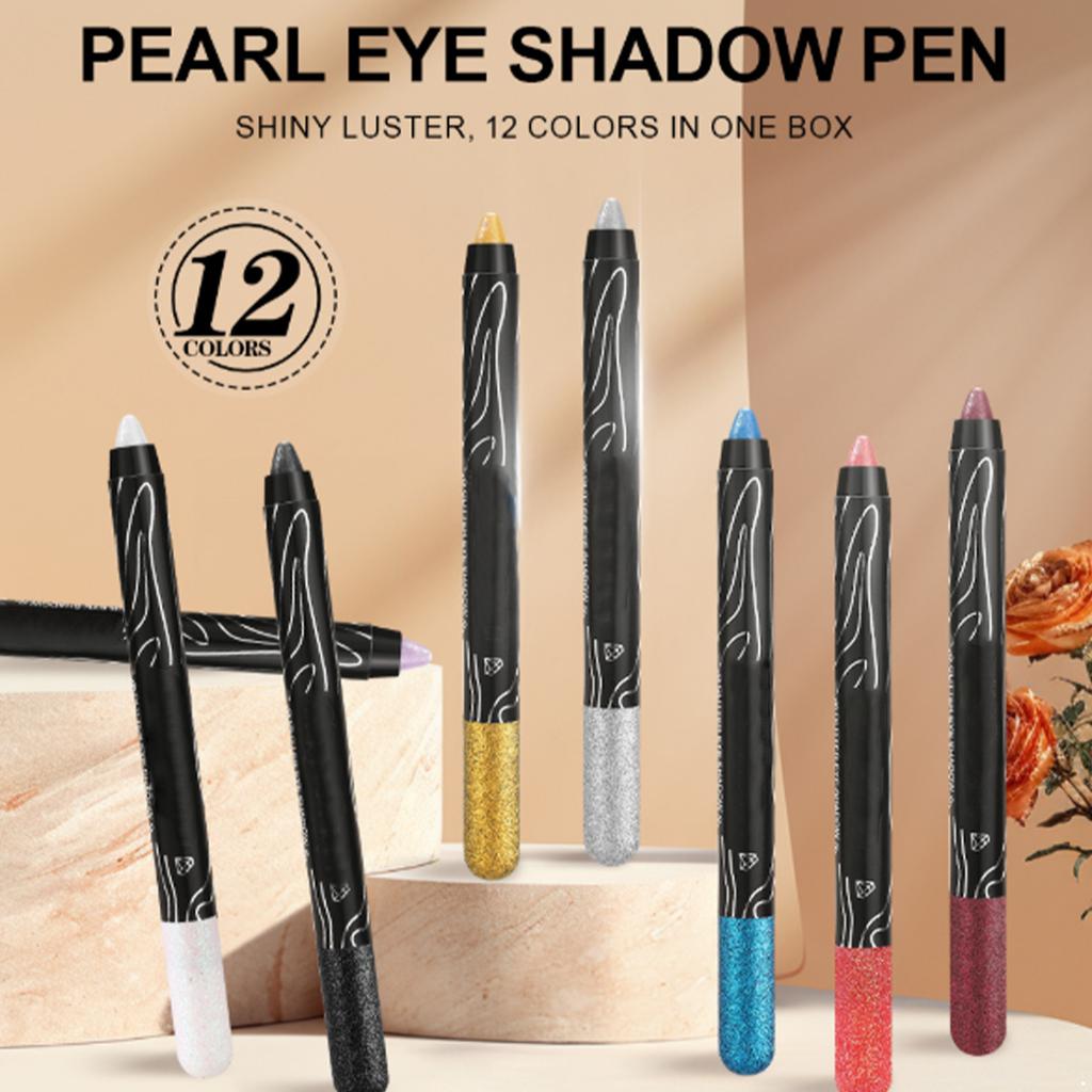 Waterproof Shimmer Eyeshadow Pen with Glitter and Pearlescent Finishes for Long Lasting Sparkly Eye Makeup