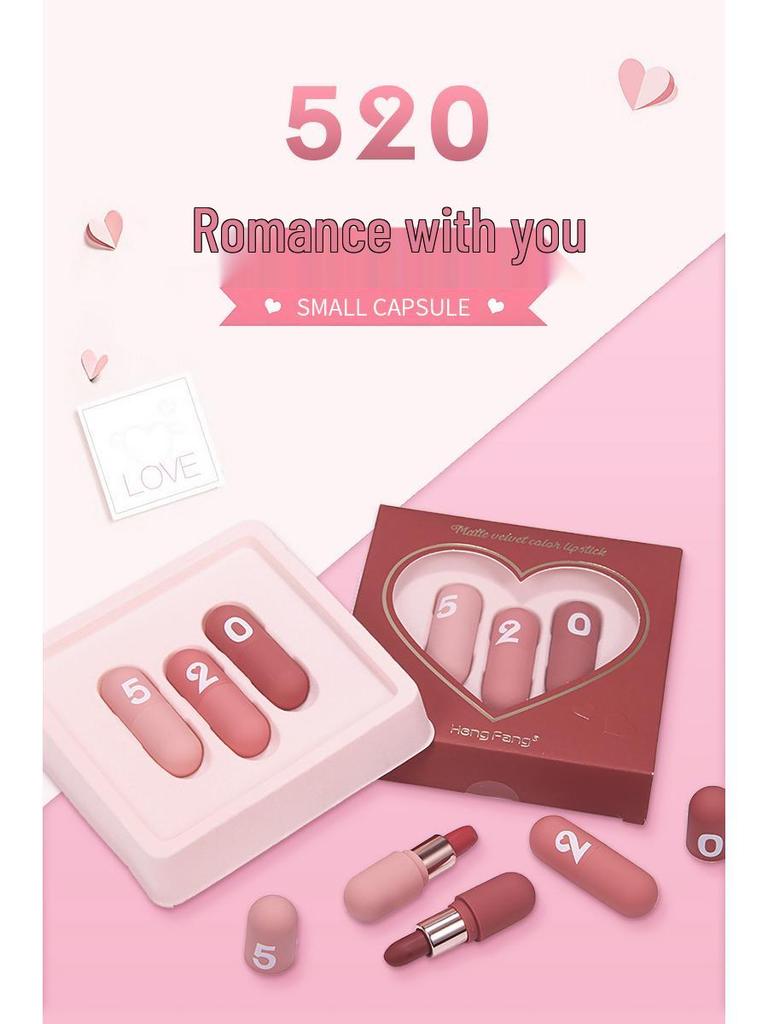 Hengfang Valentine's Day Velvet Matte Lipstick Set - Mini Capsule Maruko Niche Brand