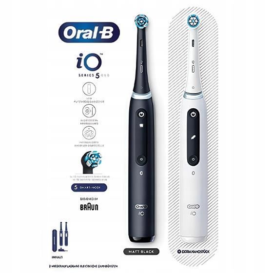 Brosse à dents électrique - Oral-B - iO Series 5 - Pack de 2 noir et blanc - Technologie magnétique silencieuse