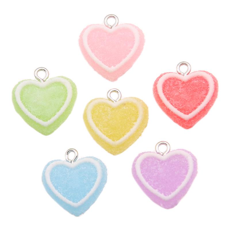 Multicolor 17x18mm Resin Heart Pendant for DIY Jewelry & Keychains
