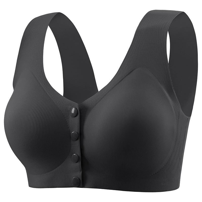 Seamless Ice Silk Bra Mature Women Front Closure Fixed Cup Thin Wireless Tank Top Sports Bra Push Up Comfortable Supportive Underwear