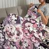 cute dog cartoon nonomochi pink Blanket Flannel warm comfort  soft plush blanket for sofa living room office bedroom travel gift