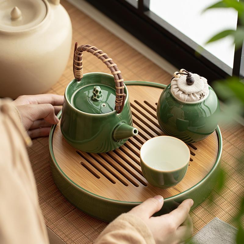 Kushitai Kettle Japanese Style Household Ice Gray Small Ceramic Teapot Single Pot Tea Brewer Tea Kettle Tea Infuser