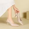 3-1 Baotou rear empty high-heeled sandals women's summer not tired feet single shoes women's pointed thin-heeled high-heeled shoes women
