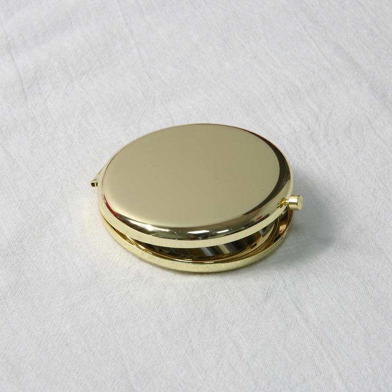 Double-Sided Small Mirror Portable Folding Round Makeup Mirror Rose Gold Simple Mini Men And Women Handheld Pocket Mirror