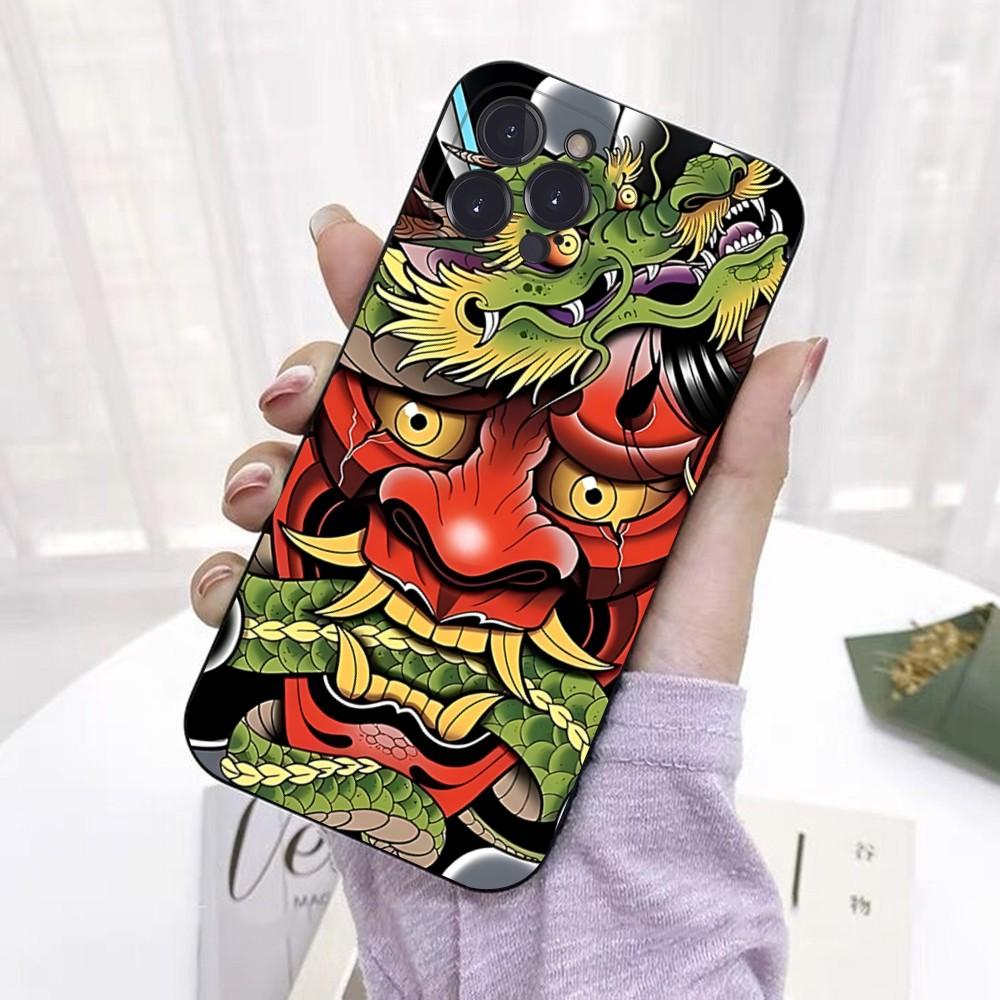 Samurai Oni Mask Phone Case For IPhone 16 15 14 11 12 13 Mini Pro XS Max Cover 6 7 8 Plus X Funda Shell