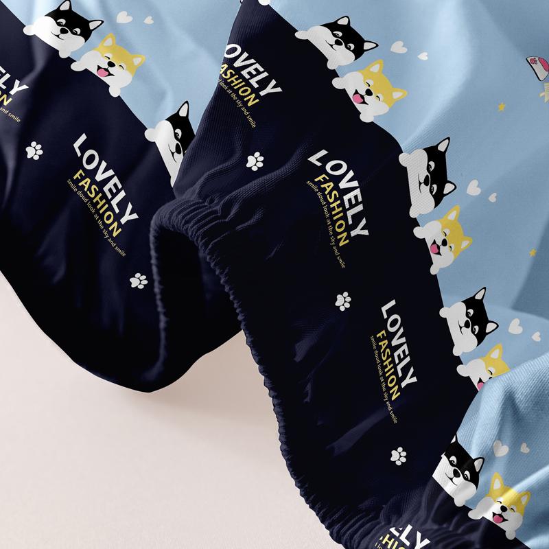 1 Simple Modern Cute Animal Dog Printed Matte Fitted Sheet, Bedroom Printed Bed Cover, Bedding (Excluding Pillowcases)