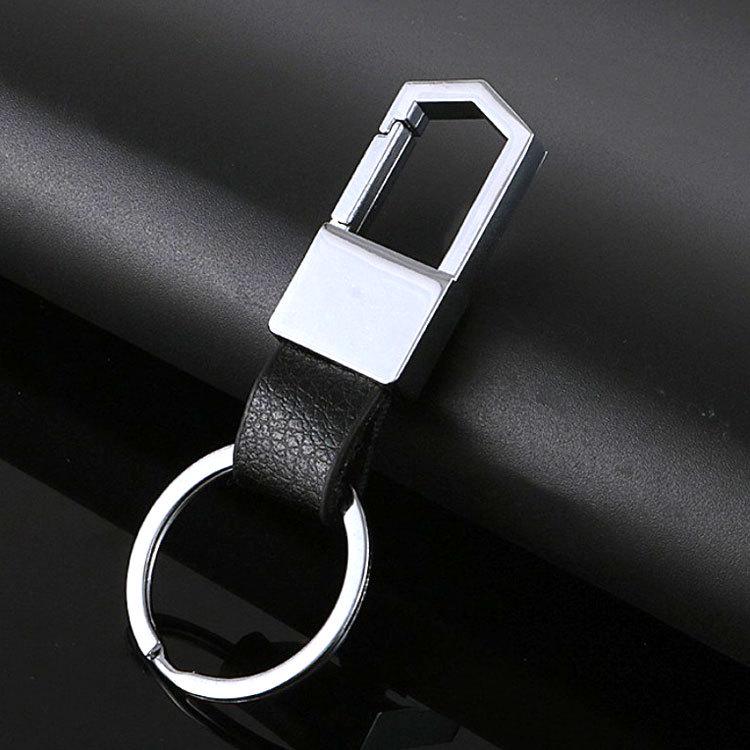 Engraved Genuine Leather & Metal Car Keychain with Custom Logo
