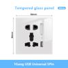 White LED Indicator Light Switch Panel Glass Piano Key Self-reset Wall Switch socket,UK FR EU Universal USB Electrical Outlet