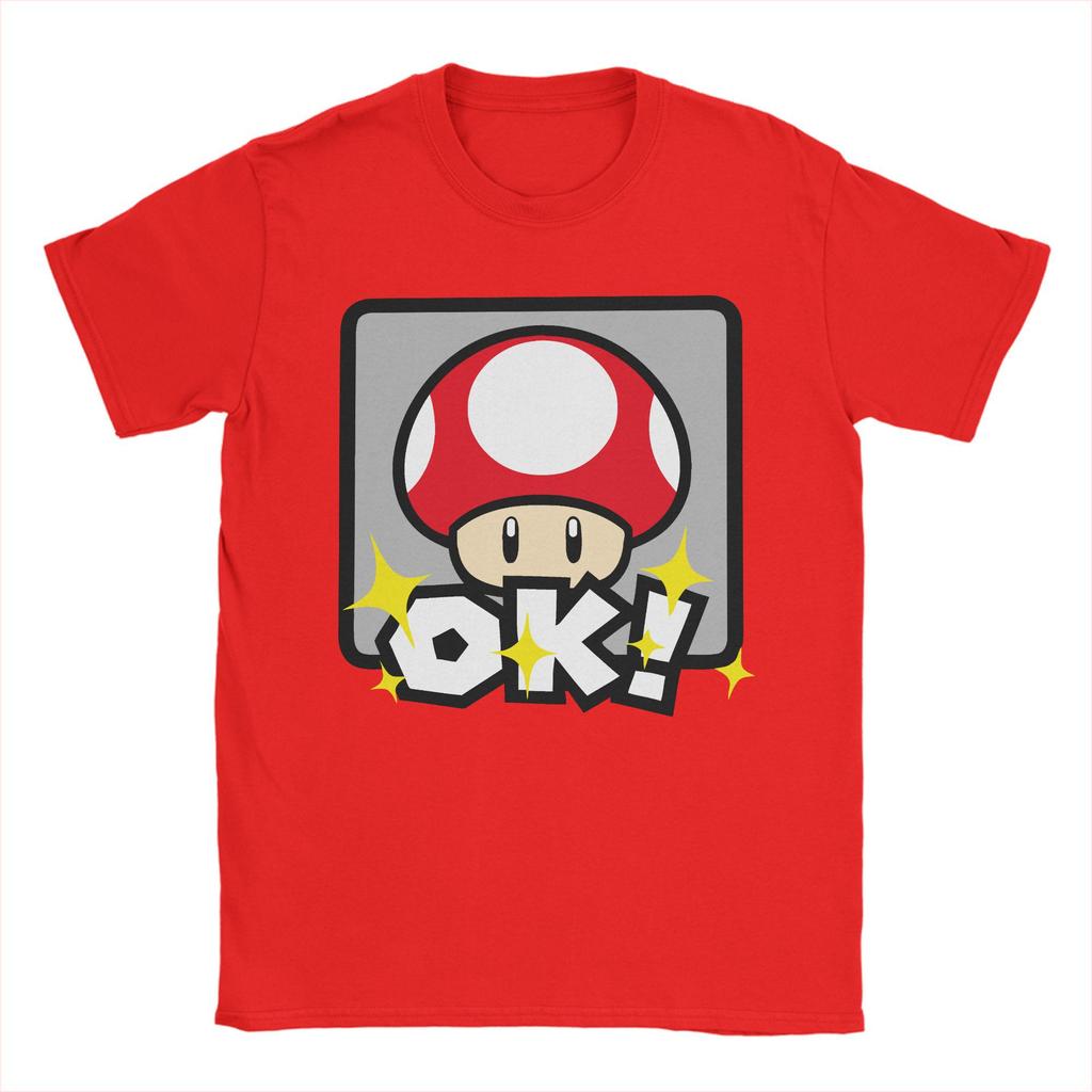 Super Marios Red Mushroom Men's Women's T Shirts Vintage Tee Shirt Short Sleeve Crew Neck T-Shirt Cotton Gift Idea Tops