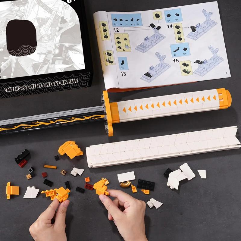 956PCS Zenitsu Sword Building Blocks Model Set 38.8in Anime Cosplay Sword Samurai Sword Building Kit for Adults and Kids Gifts