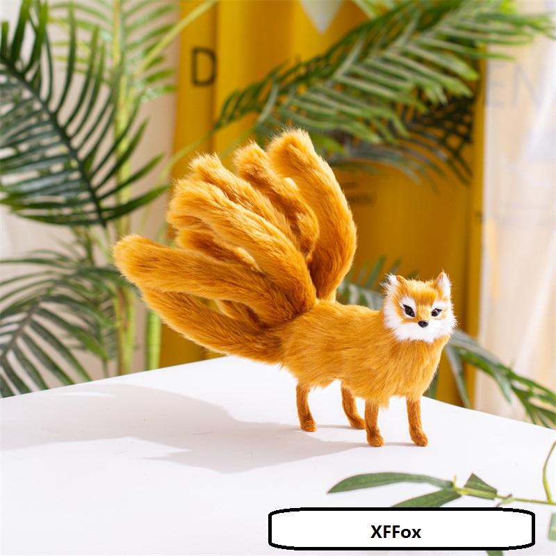 new simulation standing fox model plastic&furs nine-tail fox handicraft decoration gift about 28x12.5cm a2917 оранжевый