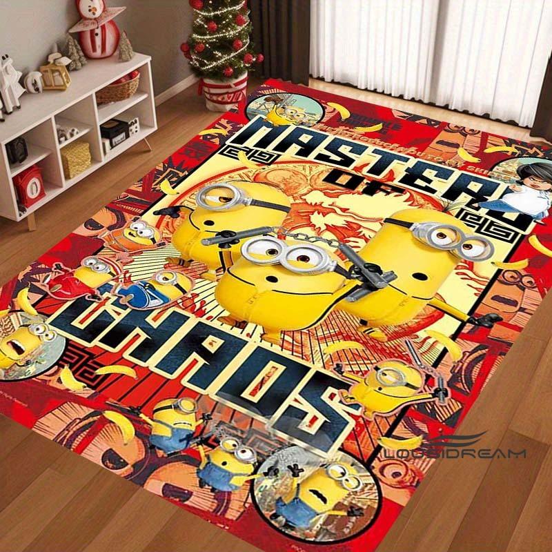 Cute Cartoon 3D-Printed Minions Rug—Suitable for Living Rooms, Bathrooms, Creative Doormats, Bedroom Rugs, and More.