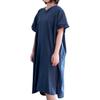 [Tramparan] Bath Gauze Dress - Wearable Towel Loungewear - Lightweight Summer Gauze Dress - 100% Cotton - (Navy)
