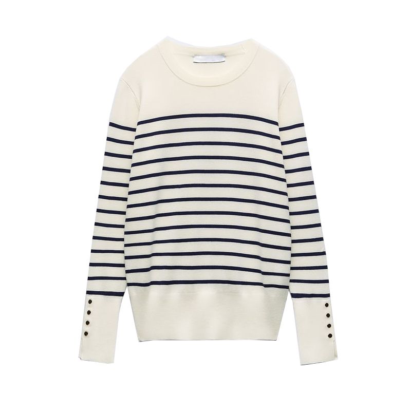 Spring New Women Stripe Base Top Fashion Casual Straight Basic Knit 8851121