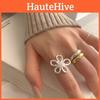Trendy And Fashionable Large Flower Design Ring For Women Adjustable Open Style