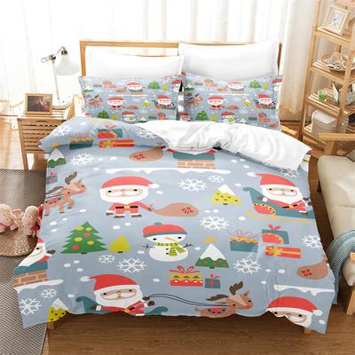 Set di biancheria da letto natalizia con albero di Natale, Babbo Natale, pupazzo di neve, biancheria da letto per la casa, federa per cuscino Super King, piumino, tessuti, set di biancheria da letto
