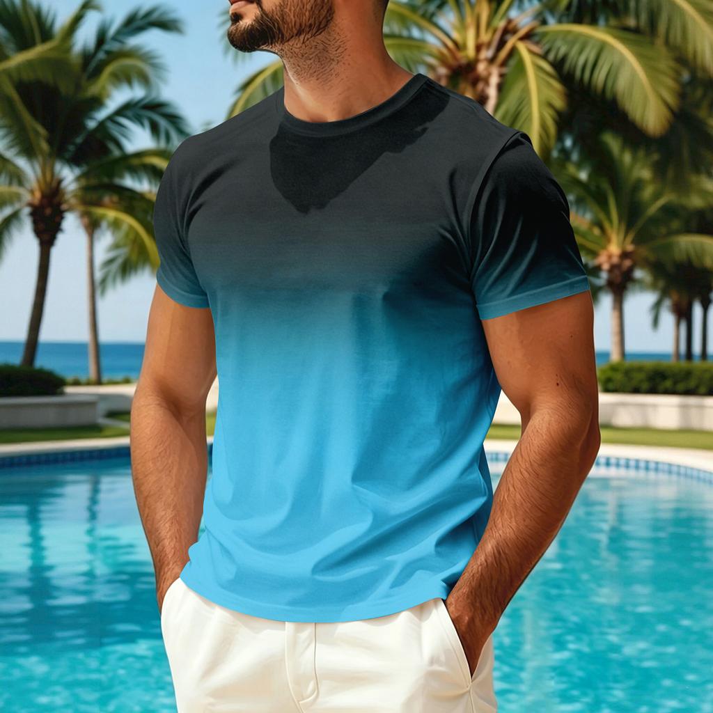 Men's Summer Crew Neck T-Shirt Quick Dry Breathable Lightweight Casual Short Sleeve Shirt for Outdoor Activities and Sun Protection