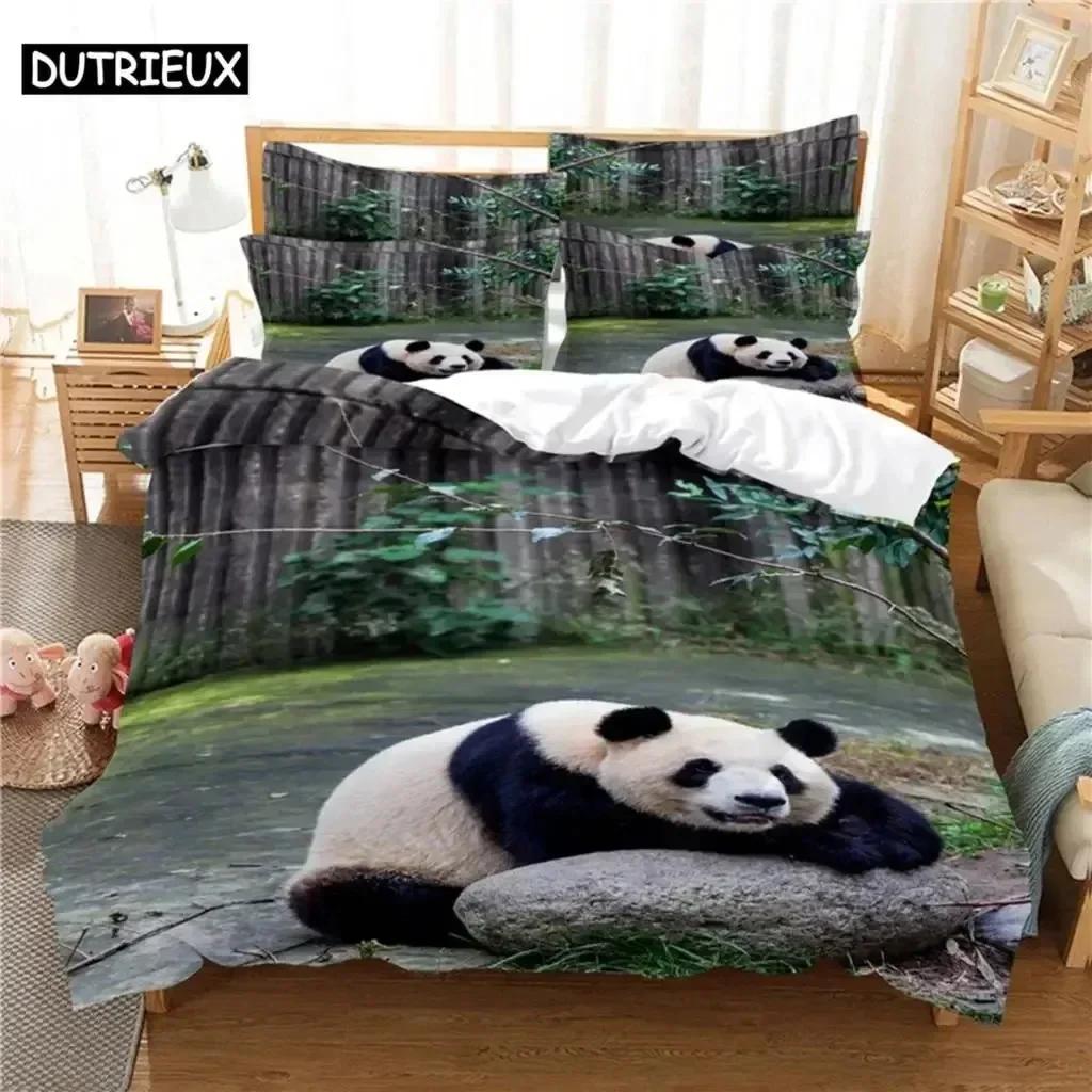 3D Print National Treasure Panda Comfortable Duvet Quilt Cover Pillowcase Bedding Set Children Bedroom Decoration Home Textile