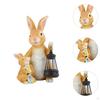 Solar Light Garden Statue Bunny Ornament Father and Son Decor Rustic Patio Decoration for Lawn