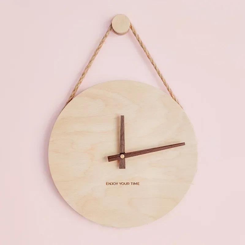 Nordic Solid Wood Wall Clock Living Room Personality Creative Fashion Japanese Modern Simple Log Clock Wall Clock Living Room
