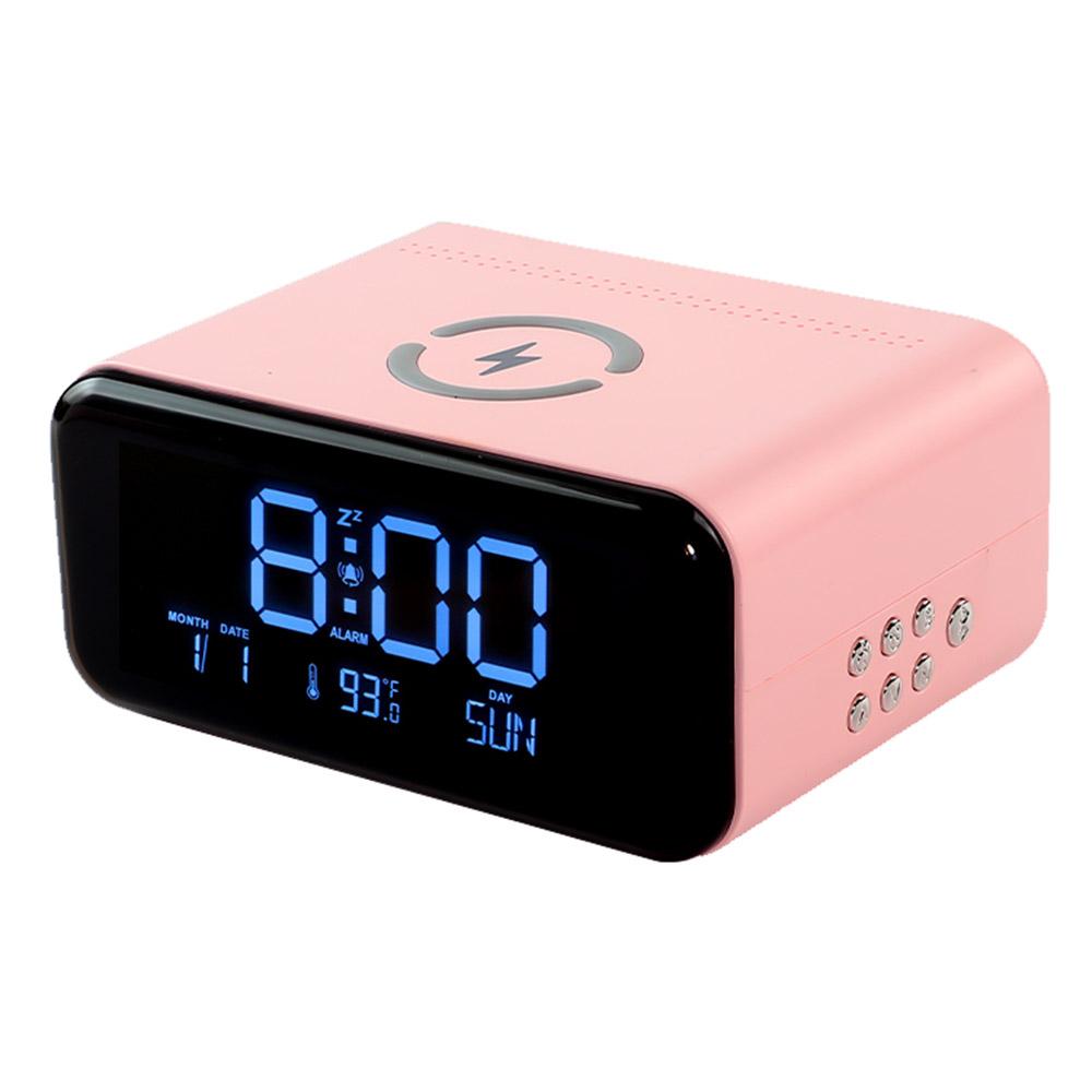 Lămpi de noapte Difuzor compatibil Bluetooth cu încărcare wireless de 15 W, Ceas cu alarmă cu afișaj mare