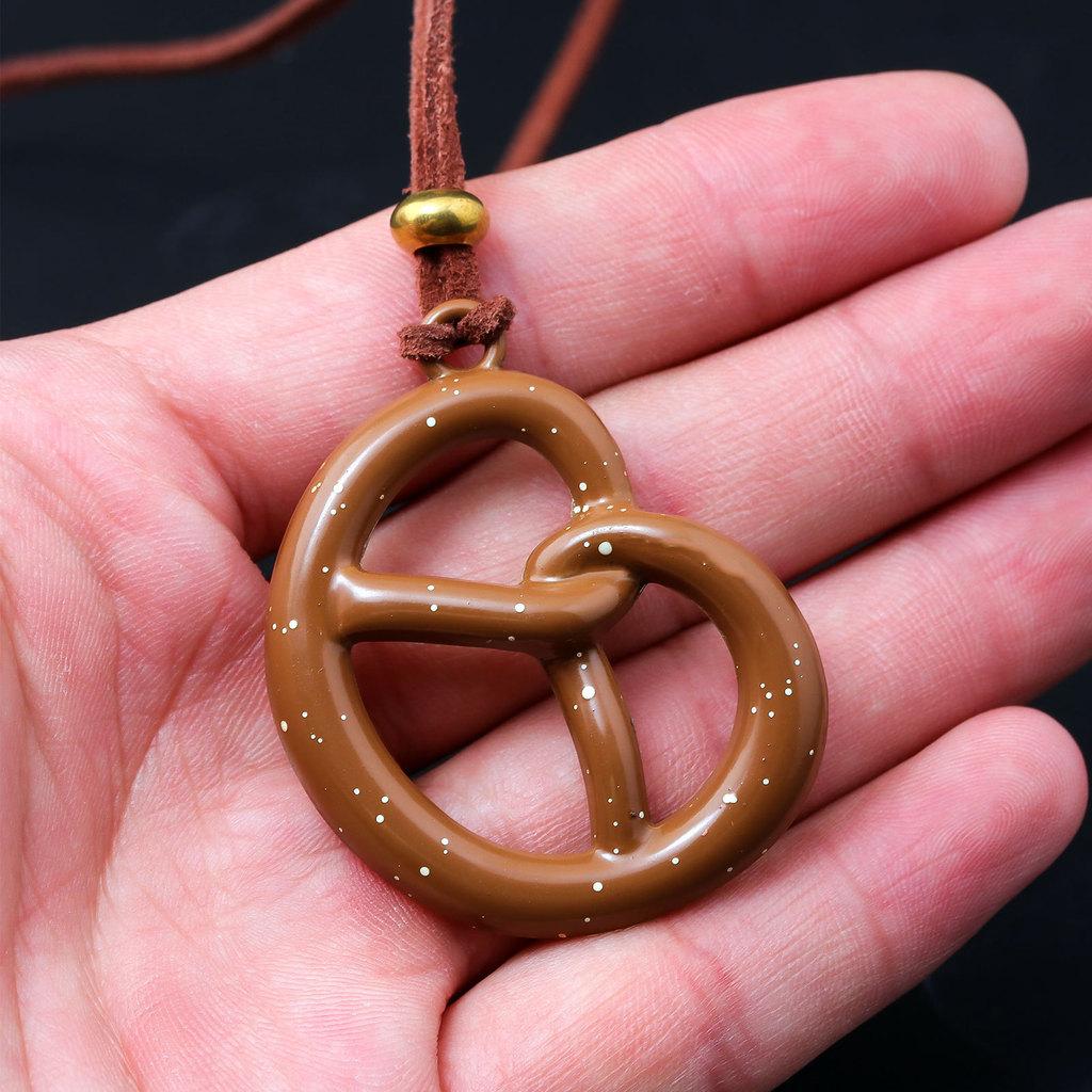 Vintage Art Necklace With Cartoon Bread And Donut Pendant For Unisex Fashion Accessory