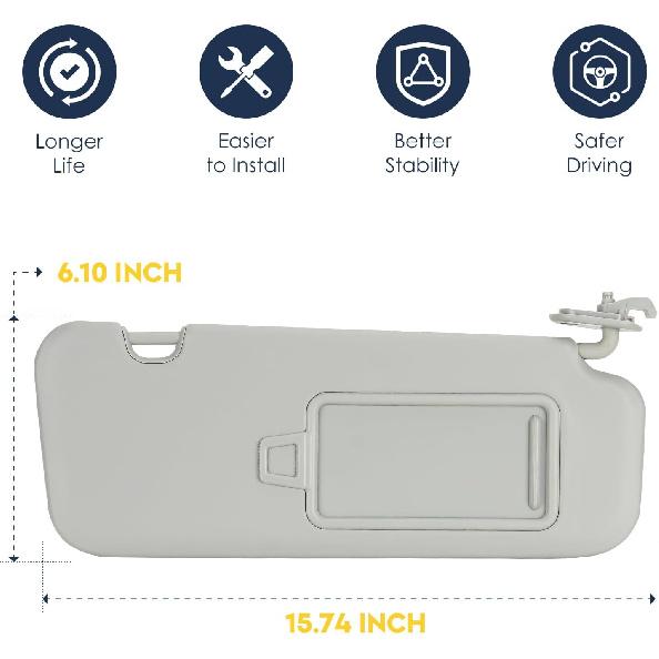 Right Passenger Side Sun Visor Without Light Fit For Hyundai Elantra 2017 2018  , Replaces For 85210-F0100TTX Gray
