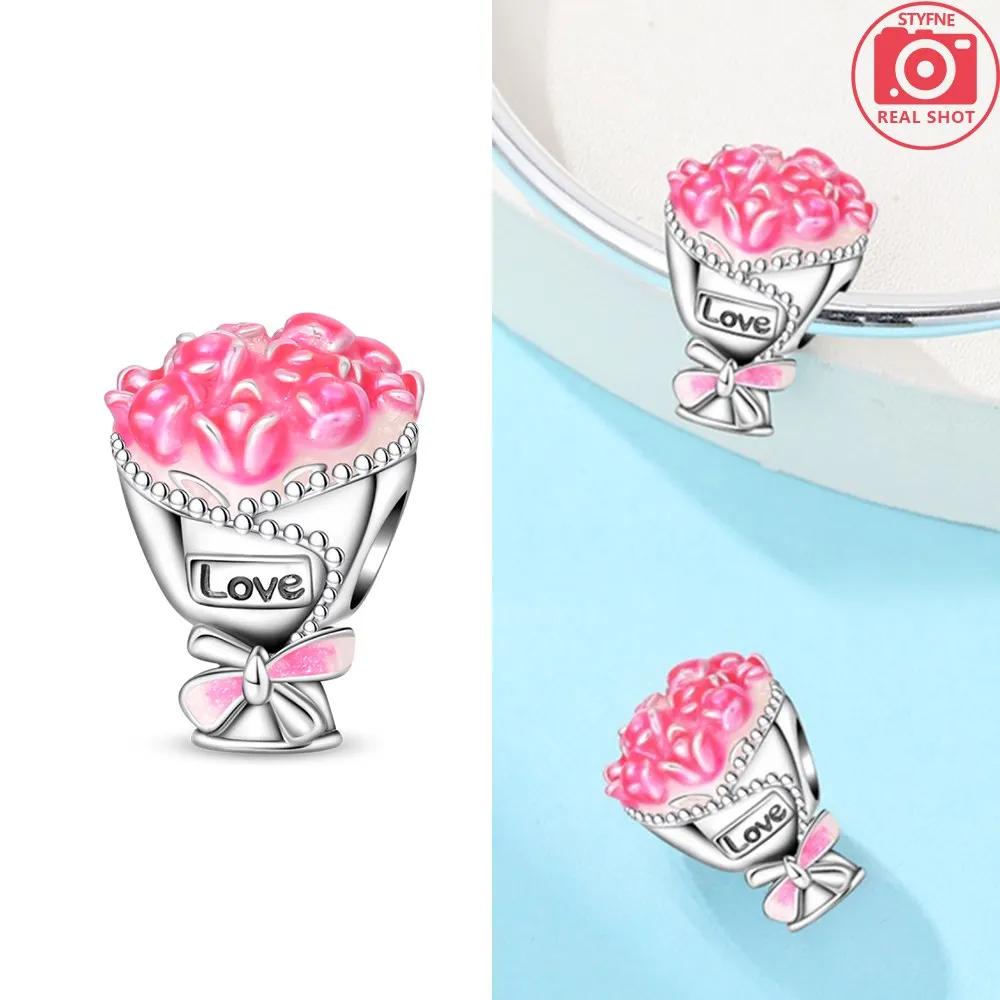 Rose Bouquet Bead Charms copper Colors Charm Bead Charms Compatible With Authentic Charm Bead Charms Bracelets Bead Charms for Women Jewellery Making