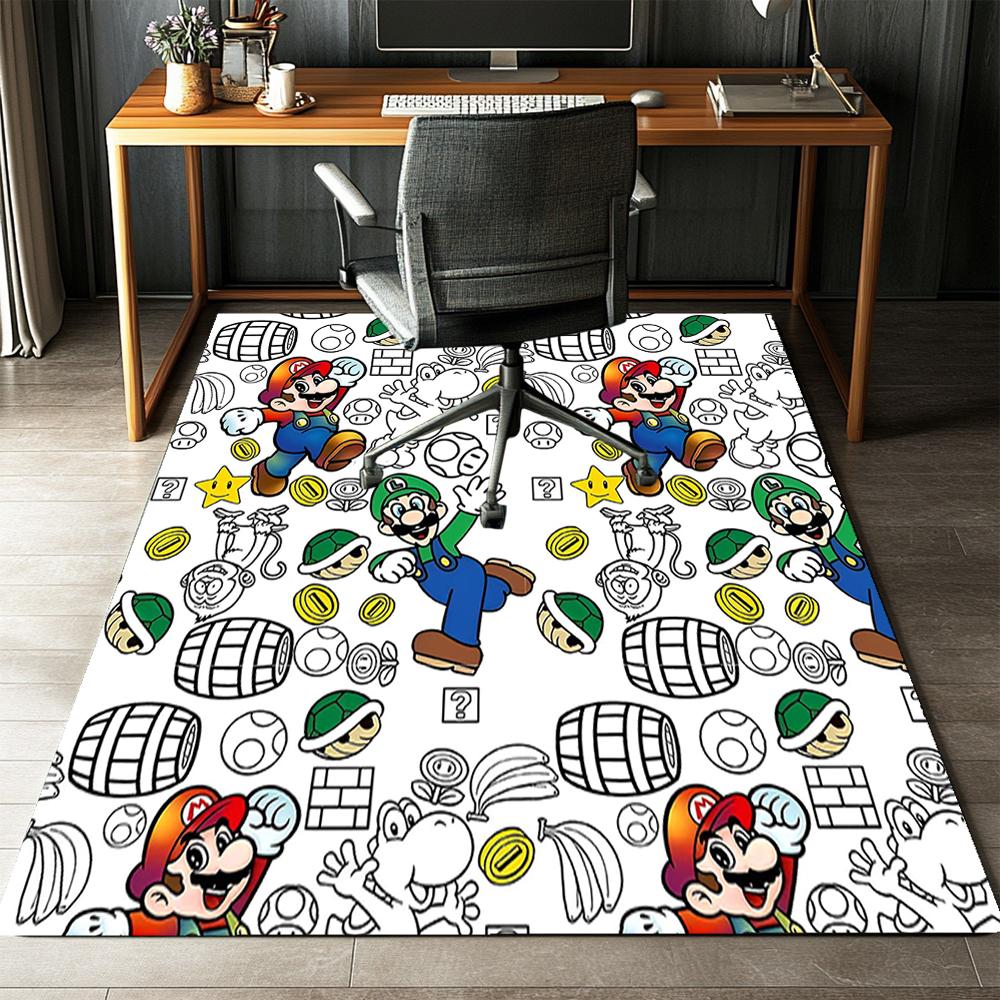 Mario Printed Carpet Rug for Office Chair Living Room Bedroom Kitchen Room Decor Gifts