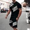 Set Estivo Sportivo Super Street Shooting da Uomo, Set Due Pezzi, T-shirt, Pantaloncini, Set Casual Stampato