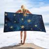 Sternenhimmel Strandtuch Groß, Super Saugfähiges Schnelltrocknendes Mikrofaser Badetuch mit Goldenen Sternen Mond Design, Perfekt für den Sommer