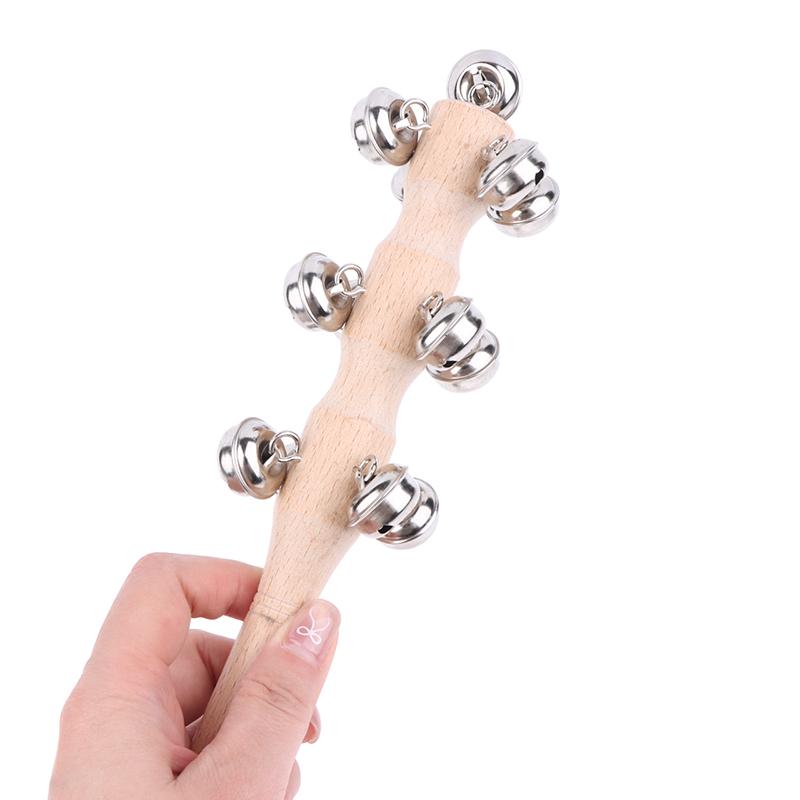 1Pc Wooden Hand Held Bell Jingle Bells Musical Bell Stick Discussion Musical Toy For Adult Ktv Party Kids Game Gift