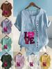 T-shirt à manches courtes imprimé lettres d'amour pour femme Chemise ample en coton Blouse d'été décontractée ample Hauts Grandes Tailles