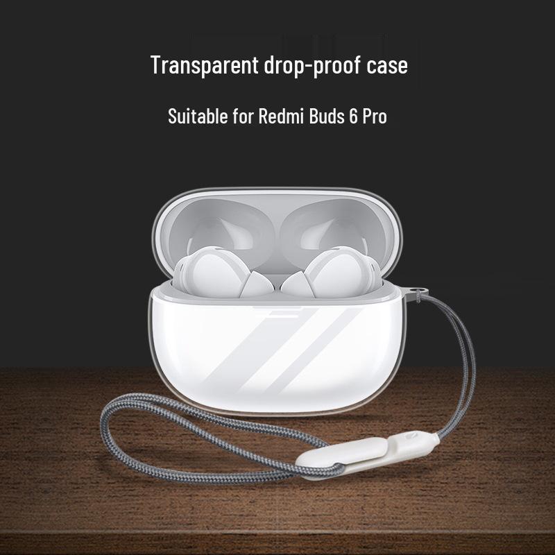 Compatible Protective Case for Xiaomi Redmi Buds 6 Pro and 5 Pro Wireless Bluetooth Headset - Transparent.