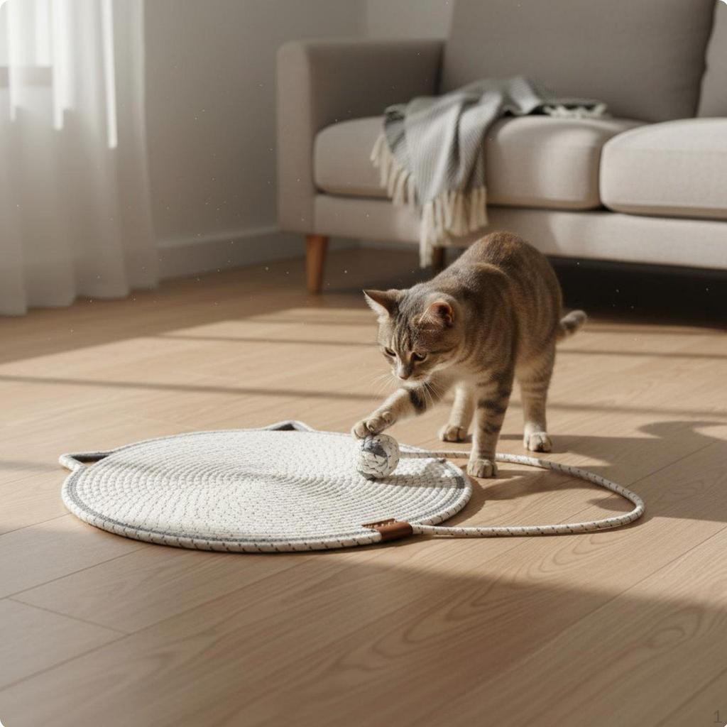 Round Cat Scratch Mat LowShed Scratching Pad for Indoor Cats, Kittens Pink 35CM
