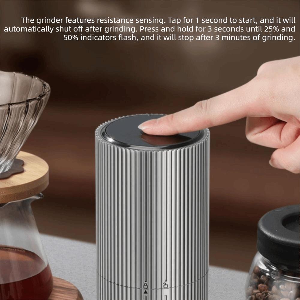 Strip Pattern Portable Coffee Grinder Adjustable Coarseness Automatic Coffee Grinding Machine  Gift