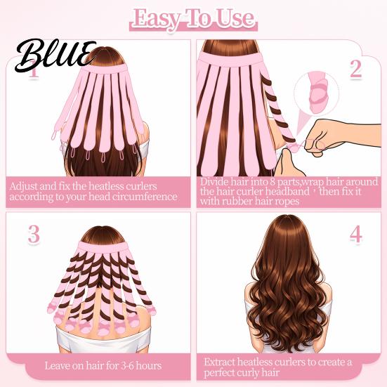 Portable Hair Styling Accessory No Heat Curling Rod Headband Curler fo Long Thick Hair Travel Friendly Tool Curls Roller with Eight Claws,