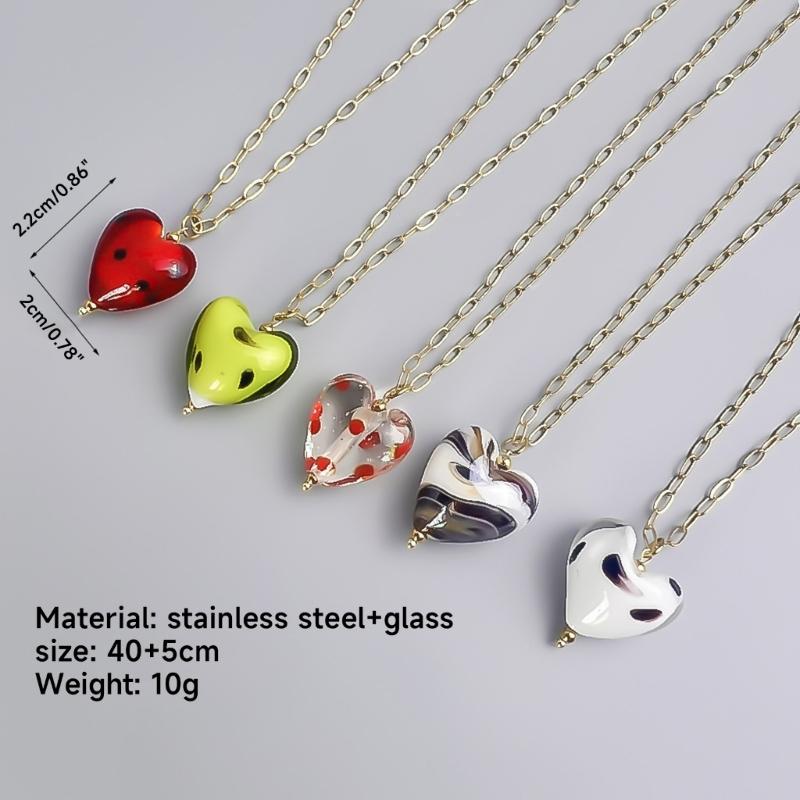 Delicate Glass Pendant Charm Choker Necklace Elegant Collar Chain Fashionable Neckwear Gift Jewelry for Girls Lady