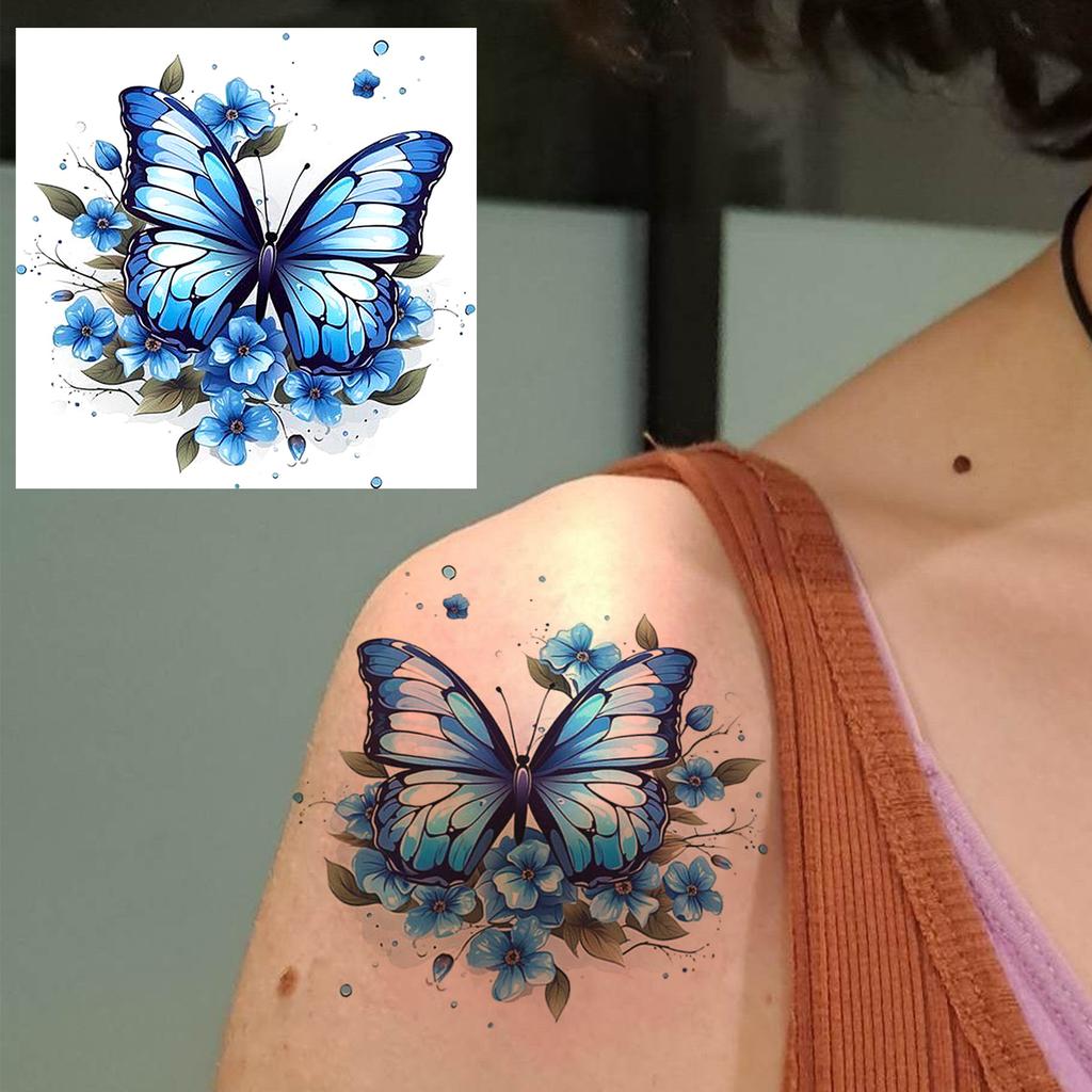1 Sheet Butterfly Temporary Tattoos For Women Hands Clavicle Neck, Fake Tattoo Stickers Waterproof Long Lasting Realistic Tatoos