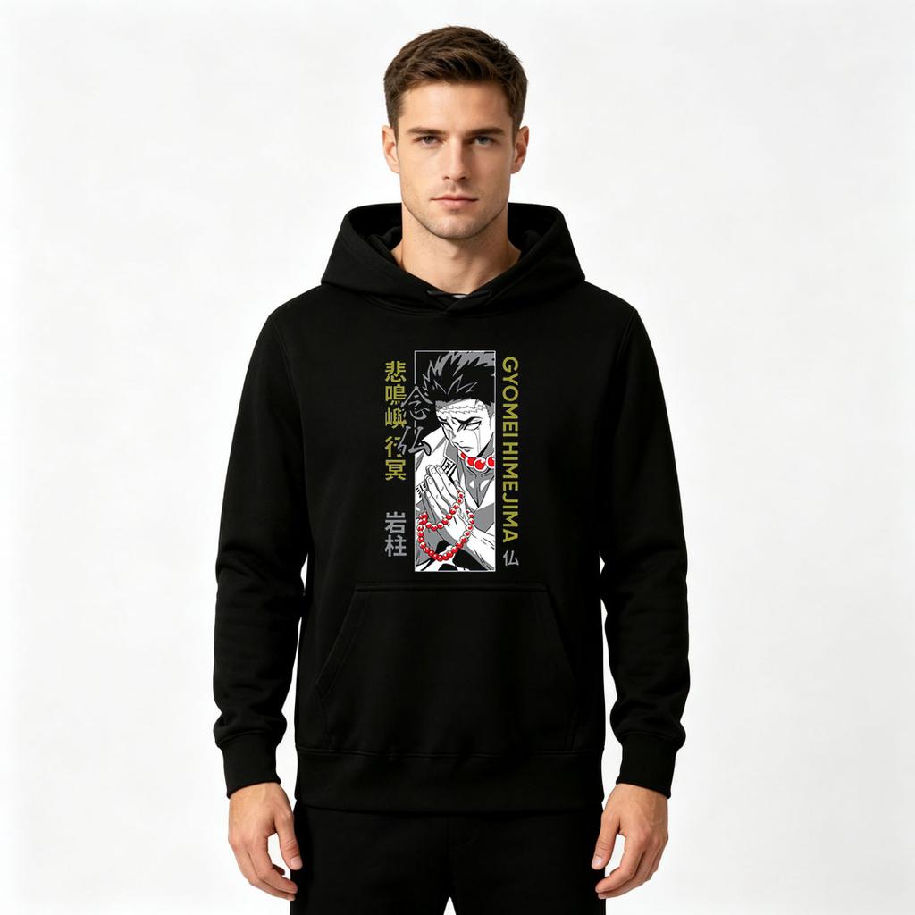 Men Anime Character Print Pullover Hoodie Casual Long Sleeve Sweatshirt for Daily Wear
