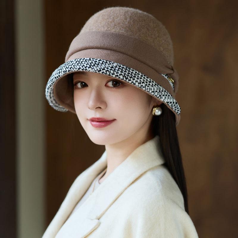 New Wool Retro Fashion Bucket Hat Autumn and Winter Women's Warm Fashion Basin Hat