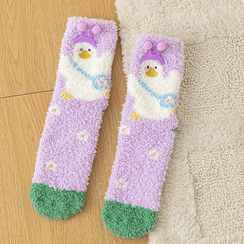 Baby Socks Cartoon Animal Cute Sweet Mid Tube Socks Winter Thick Soft Comfortable Girls Boys Coral Fleece Floor Socks