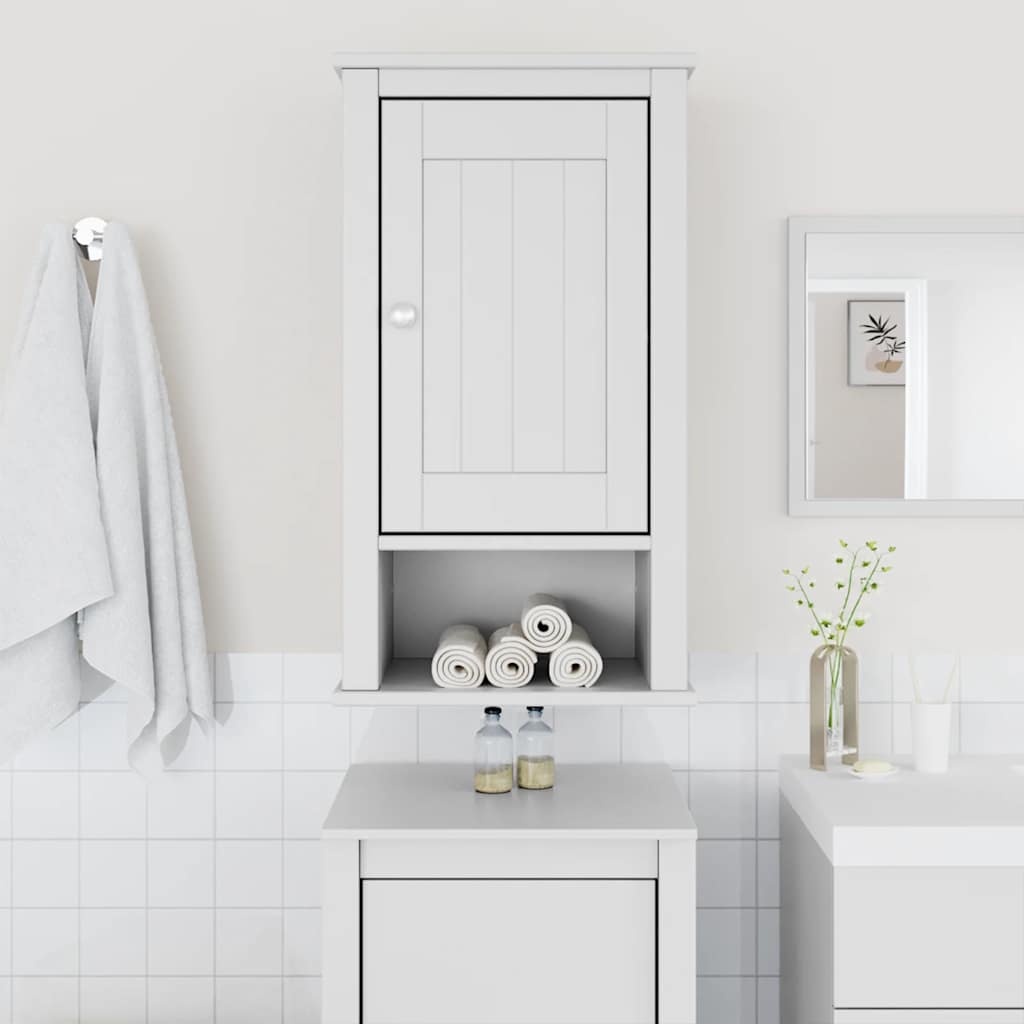 Vidaxl White Berg Bathroom Wall Cabinet, 40X27X71.5, Solid Pine
