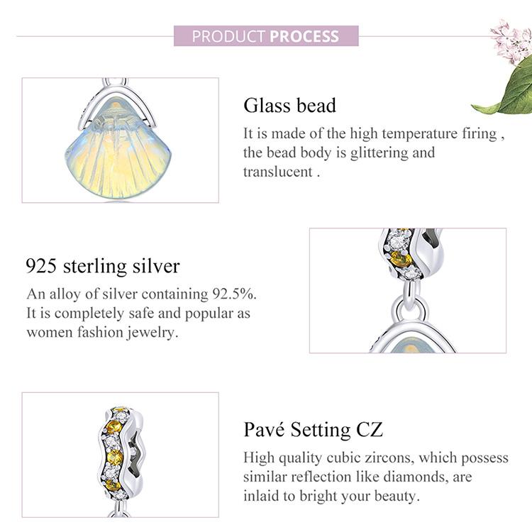 WOSTU 925 Sterling Silver Glazed Shell Charm Pendant Fit Original Bracelet Necklace For Women Jewelry