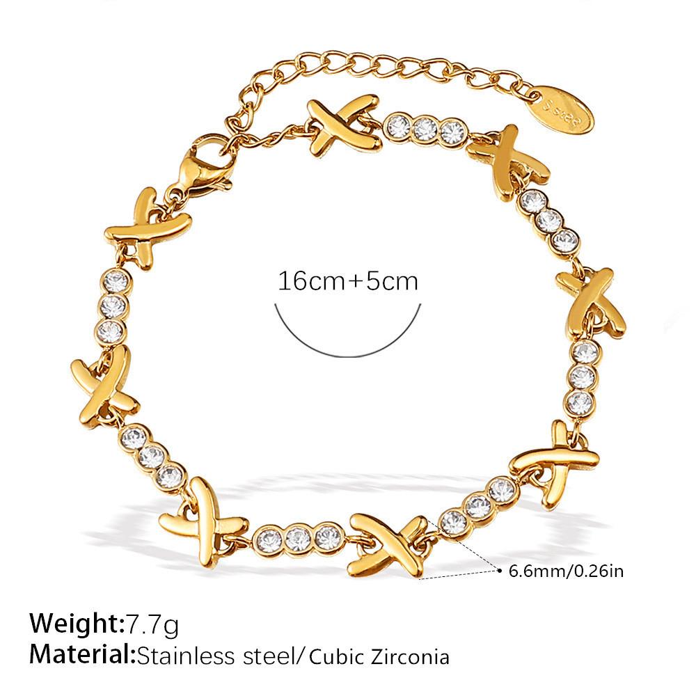 Luxury Cubic Zirconia Love Island Necklace Stainless Steel XO Choker 18k Gold Plated Necklaces Friendship Gift for Women Girl